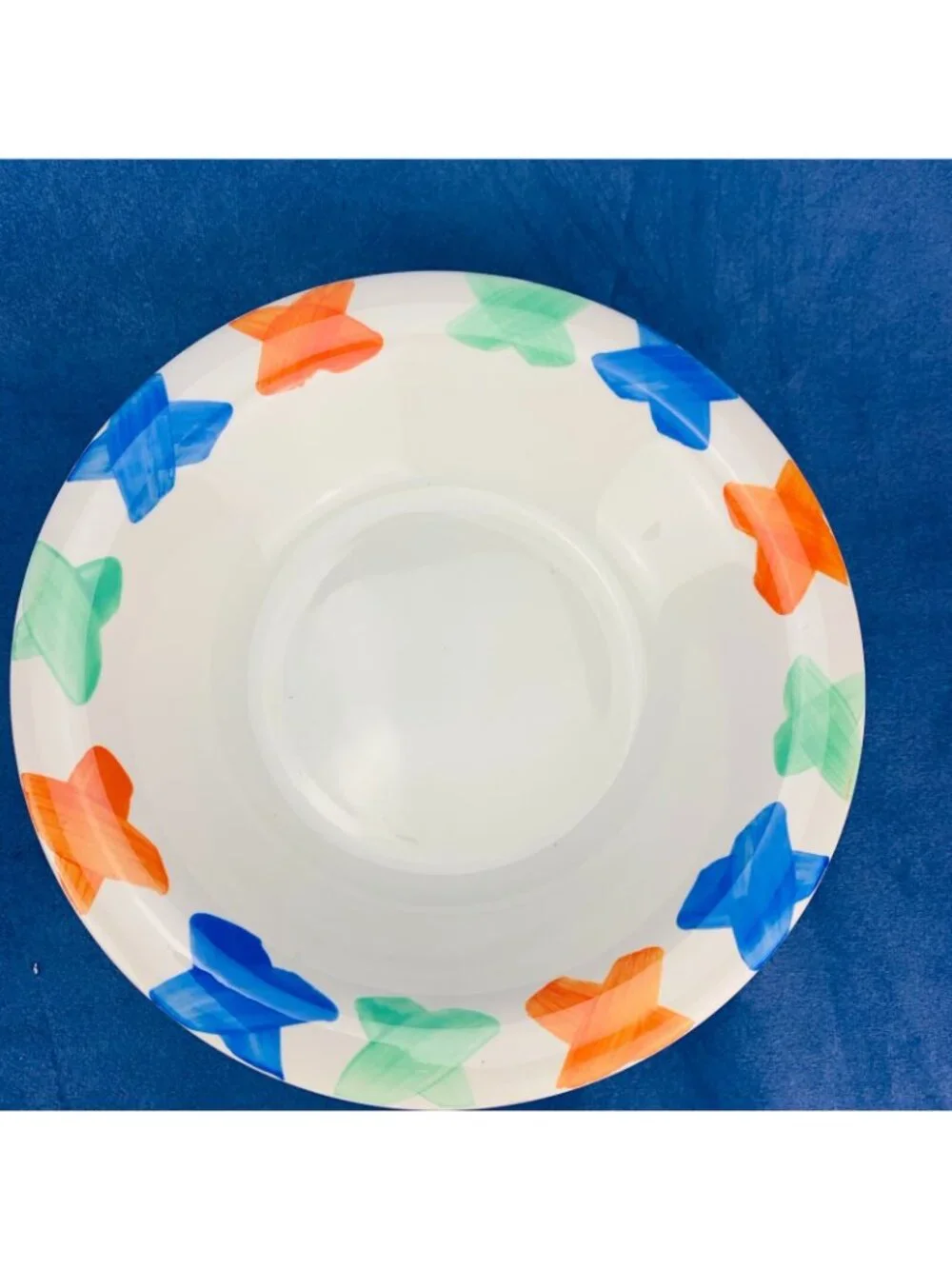 Pier 1 One Imports COLORED X Hand Painted Stoneware Italy Rim Soup Cereal Bowl 5